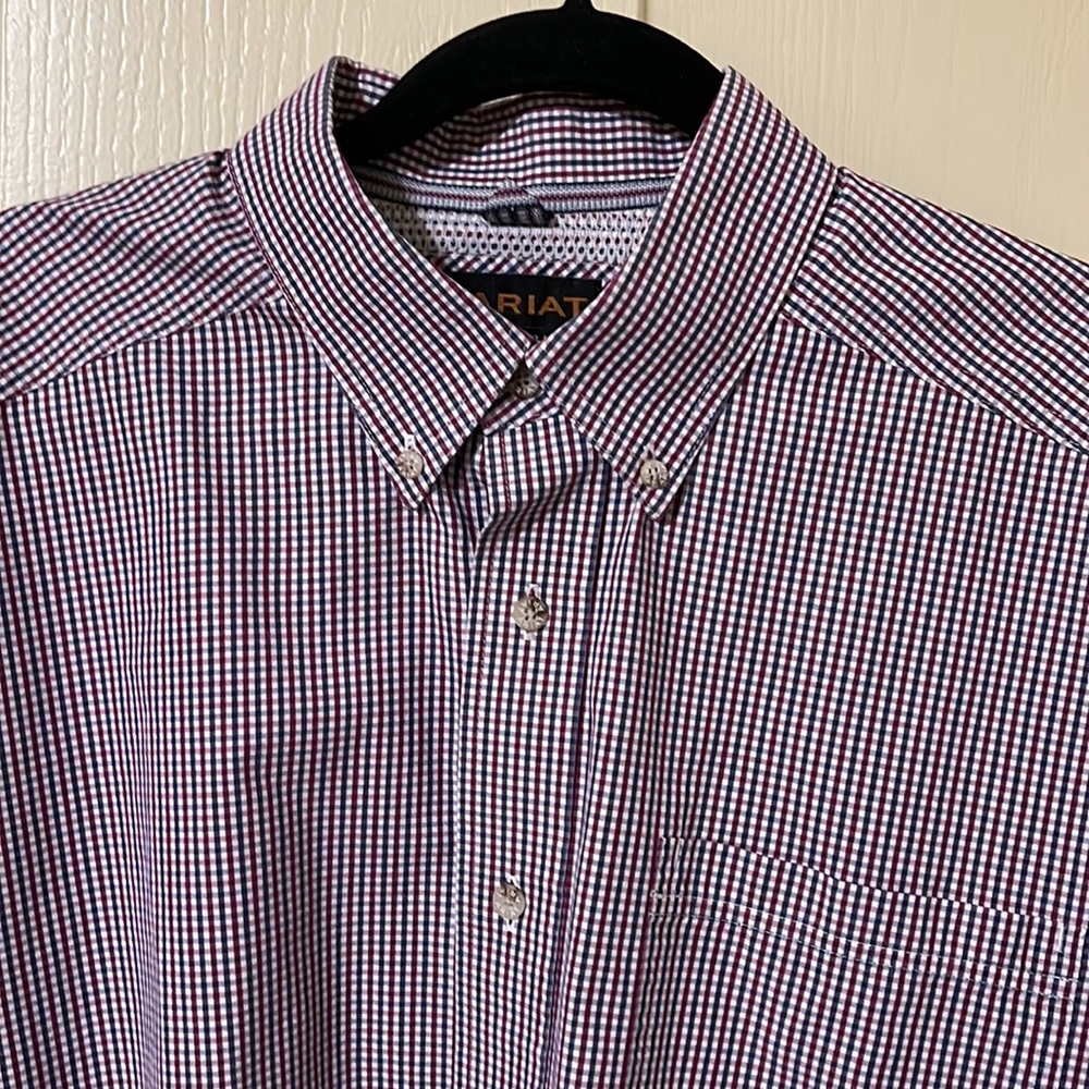 Ariat Pro Series men’s button down shirt small plaid red/navy Neck 19 Size XL